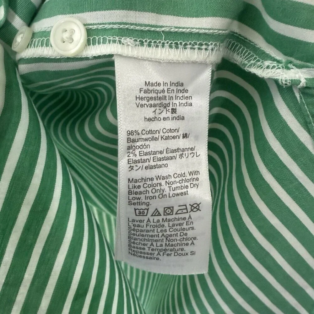 J. Crew Men’s Button Down Green White Stripe Dress Shirt Golf Men’s Size XL